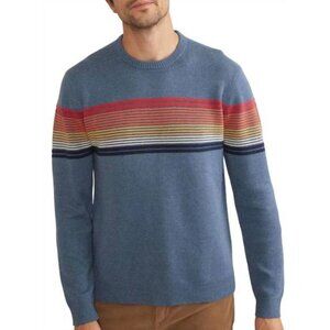 MARINE LAYER archive thompson stripe sweater in china blue rainbow stripe Sz L